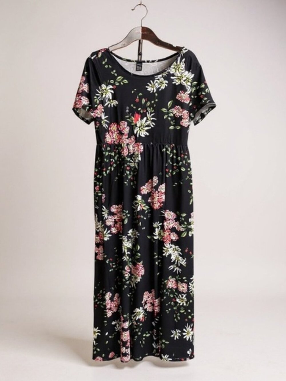 NWOT Floral Black Maxi Dress